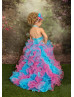 Halter Beaded Satin Organza High Low Flower Girl Dress